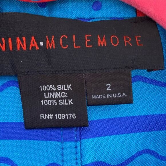 Nina Mclemore Women's Blue Striped Silk Jacket Size 2 Casual Spring - Picture 8 of 11